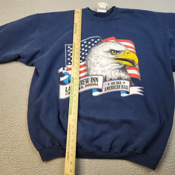 Vtg Hanes Sweatshirt Mens Extra Large Crew Neck Indiana Bar Patriotic USA Eagle - Picture 5 of 8